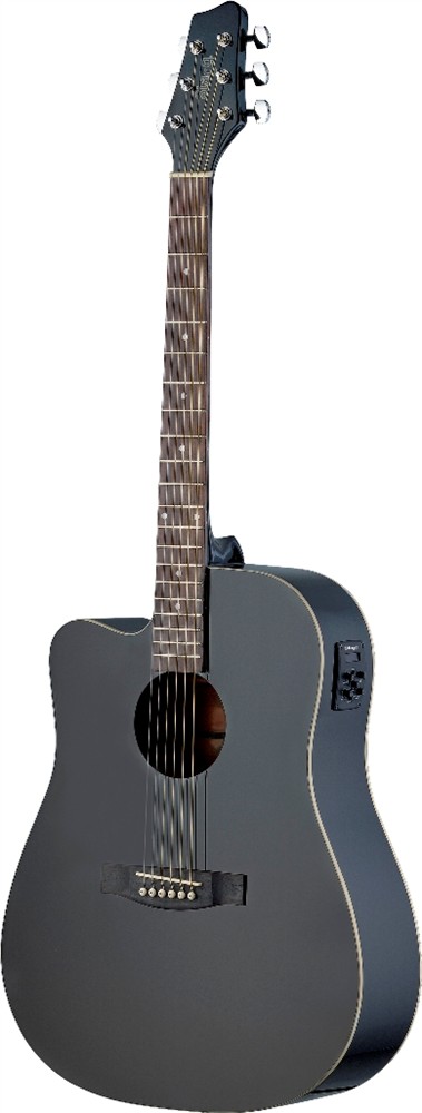 Stagg SA30DCE-BK LH, levoruká elektroakustická kytara 