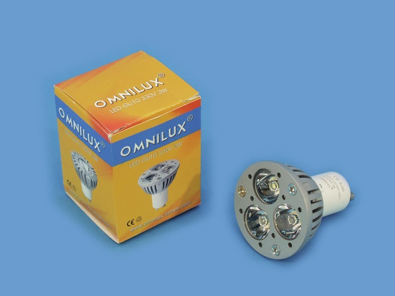 230V GU-10 3x1W LED Omnilux, žlutá, chladič 