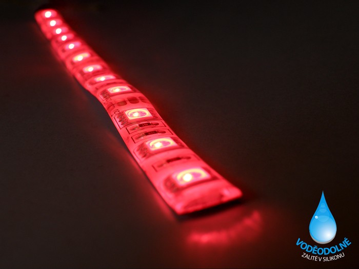 LED páska SMD3528, červená, 12V, 1m, IP54, 60 LED/m 