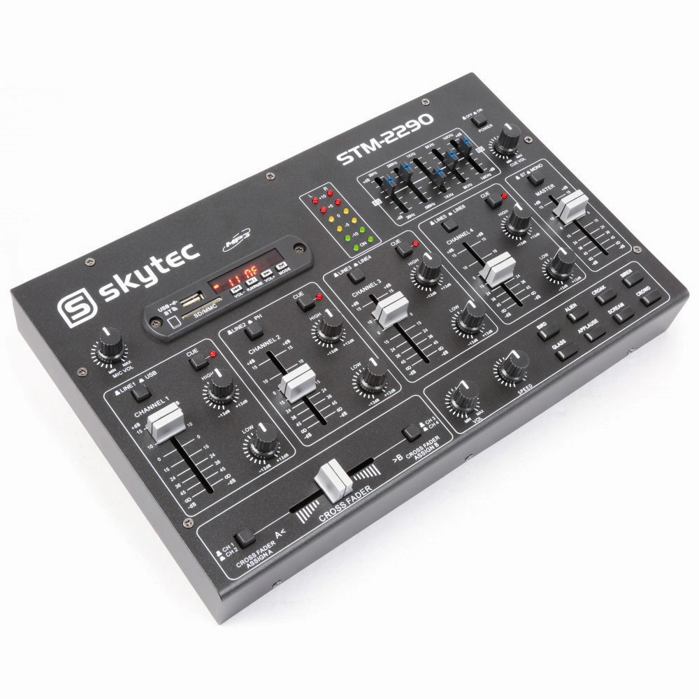 Skytec STM-2290, 4 kanálový mixáží pult s MP3 přehrávačem a BT 